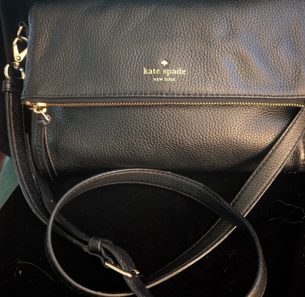 kate spade Black Pebbled Leather Convertible Crossbody